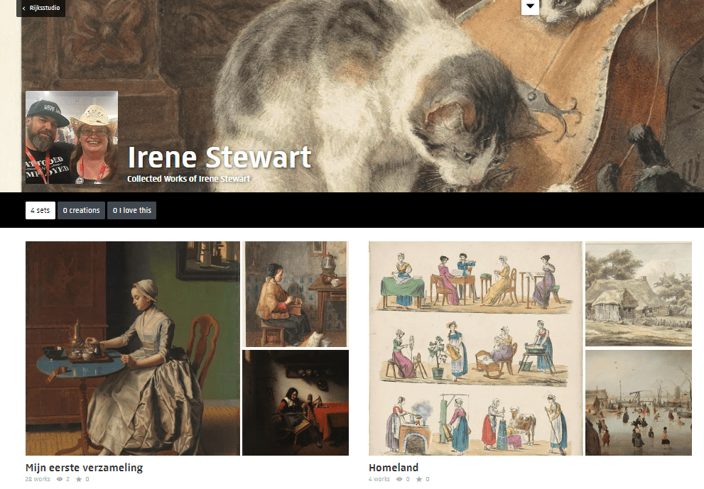 Screenshot showing art collections created by Irene Stewart