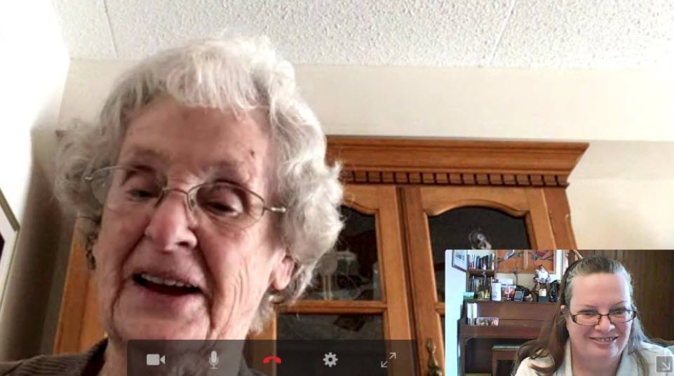 Screenshot of video call between mother and author.